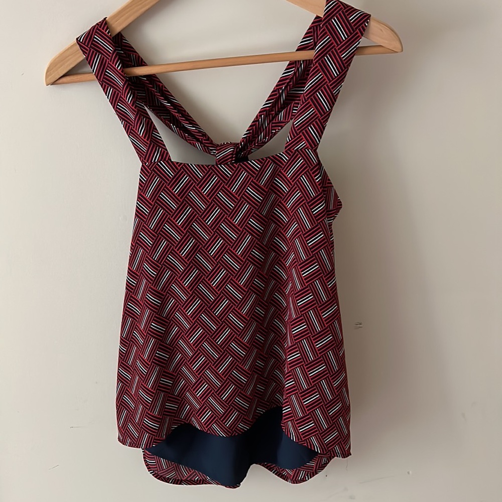 Banana Republic Factory Red Print Twist Neck Halter Top
